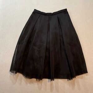 Maitai Black Mesh Pleated Sheer Romantic Balletcore Edgy Punk Midi Skirt Women M